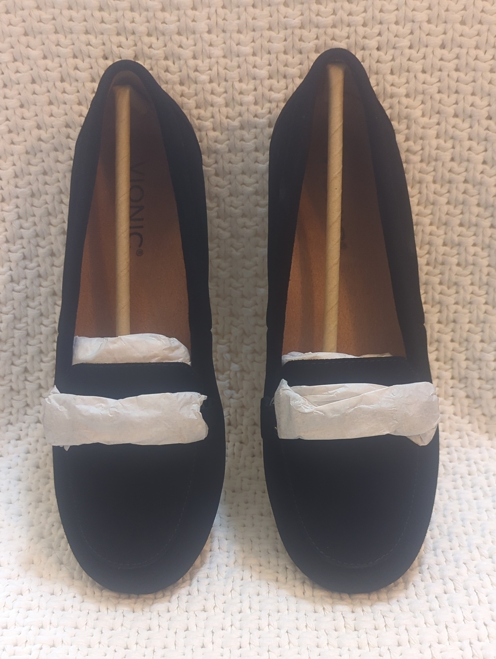 Vionic Black Suede Loafers with Penny Strap